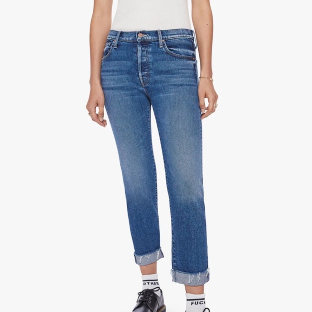MOTHER The Scrapper Cuff Ankle Fray in Smashing Banjos